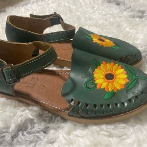 NWOT Leather Floral Sandals